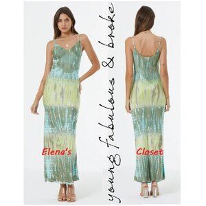 NWT ~ YOUNG FABULOUS & BROKE Maxi Rib Dress // Aquatica Gaia Wash sz S